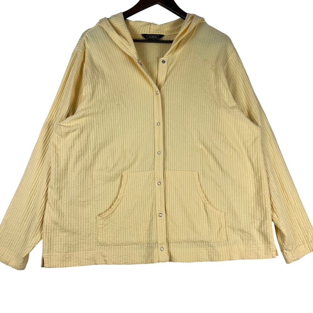 L.L. Bean Women's Lt Yellow Lt Wt Snap-Up Hoodie Long Sleeve Jacket SZ XXL - EUC